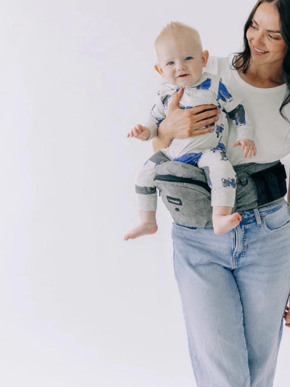 Grey Baby Hip Seat - Comfortable Hands-Free Support